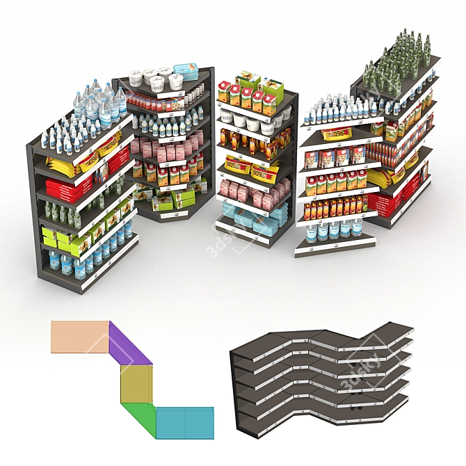 Store Rack Filling Options 3D model image 3