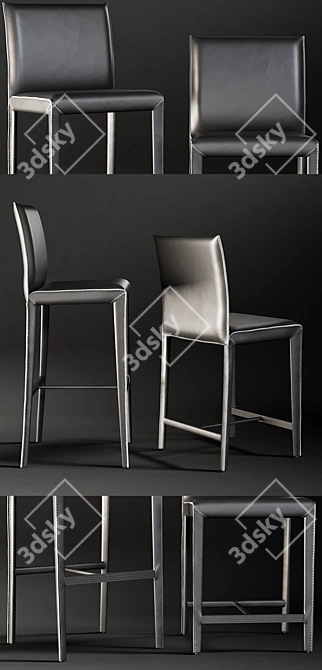 Modern Folio Bar Stool: Realistic 3D Model 3D model image 2