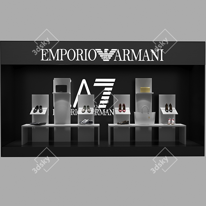 Sleek Emporio Armani Display 3D model image 2