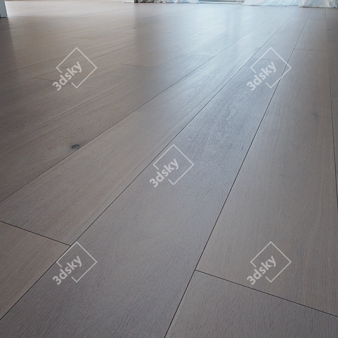 Pure Oak Essence: Super White Wooden Floor 3D model image 1