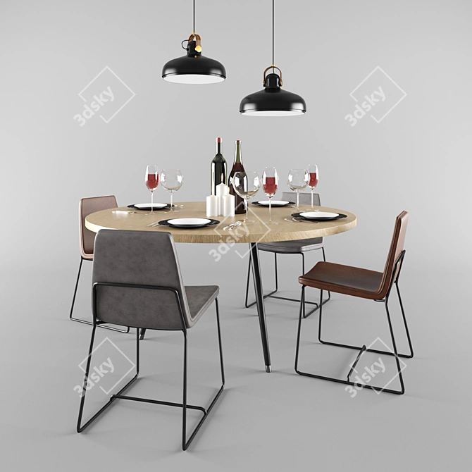 Sleek & Stylish Dining Set 3D model image 1