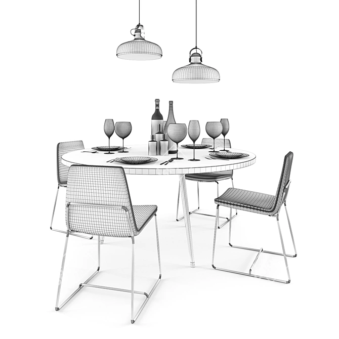 Sleek & Stylish Dining Set 3D model image 2