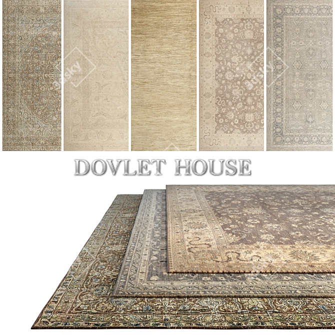 DOVLET HOUSE Carpets - 5 Piece Set 3D model image 1