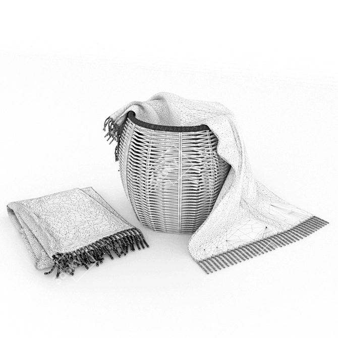 Title: Plaid Basket Set 3D model image 2