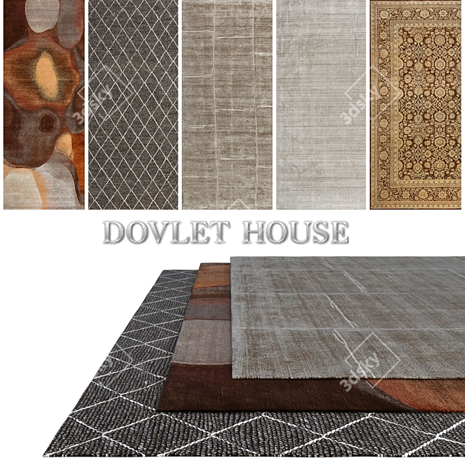 DOVLET HOUSE 5pc Carpets Set (Part 312) 3D model image 1