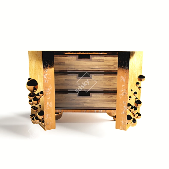 Golden Vintage Chest of Drawers 3D model image 3