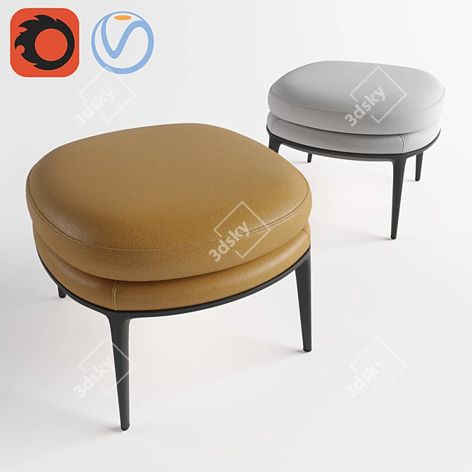 Maxalto Caratos Pouf - Italian Designer Elegance 3D model image 1