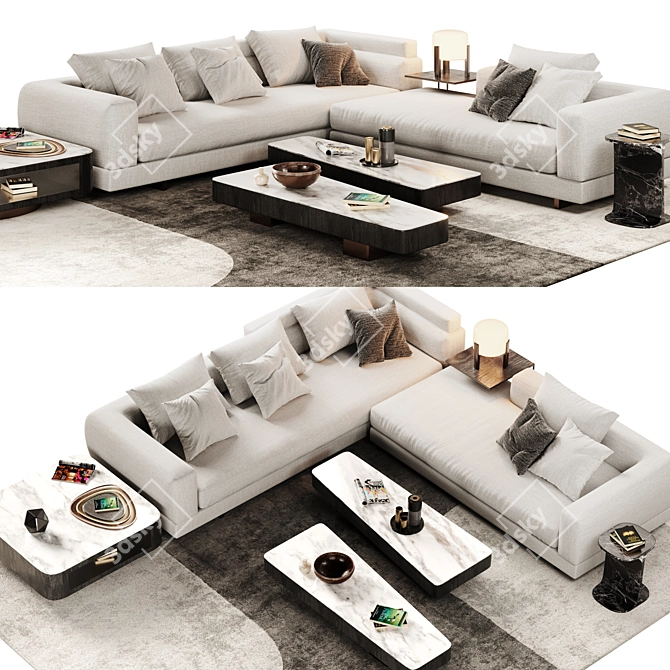 Elegant Minotti Alexander Sofa Set 3D model image 1