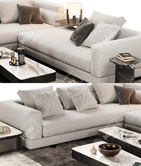 Elegant Minotti Alexander Sofa Set 3D model image 2