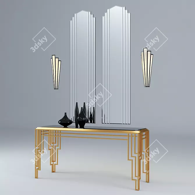 Elegant Art Deco Console Set 3D model image 1