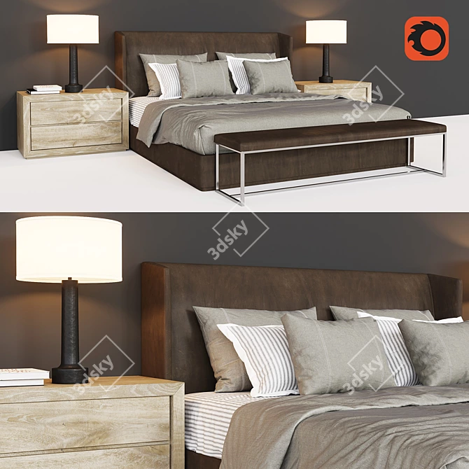 Alessa Shelter Fabric Bed: Elegant and Comfortable 3D model image 1