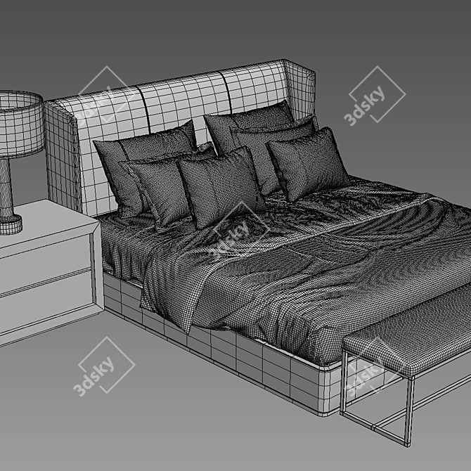 Alessa Shelter Fabric Bed: Elegant and Comfortable 3D model image 2