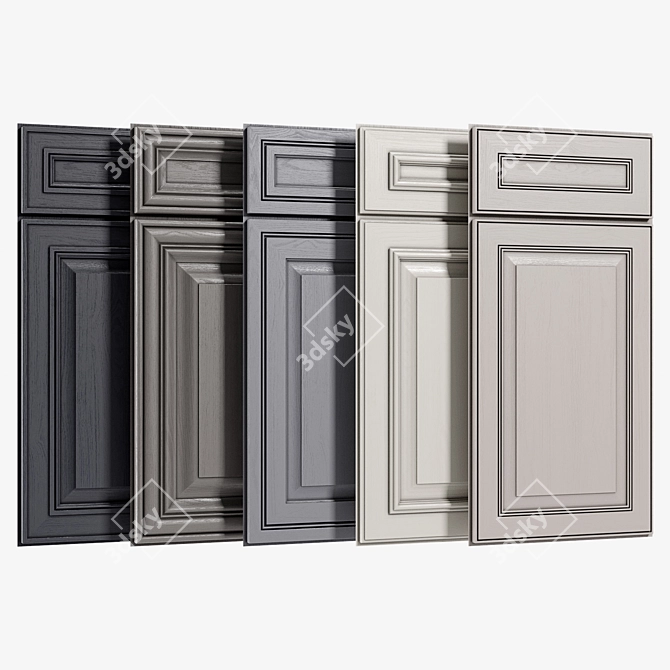 Solid Square Raised Panel Cabinet Doors 3D model image 1