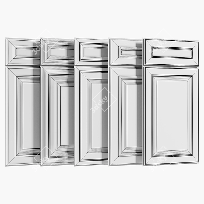 Solid Square Raised Panel Cabinet Doors 3D model image 2