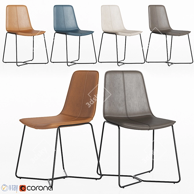 Modern Leather Dining Chair 3D model image 2