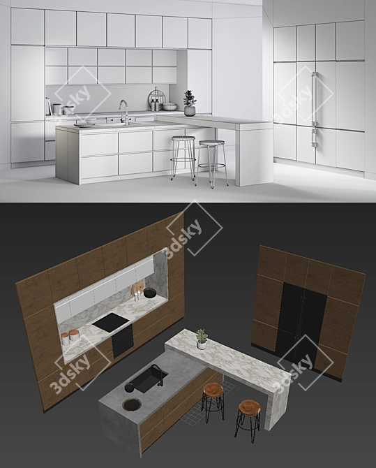 Realistic 3D Kitchen Model 3D model image 3