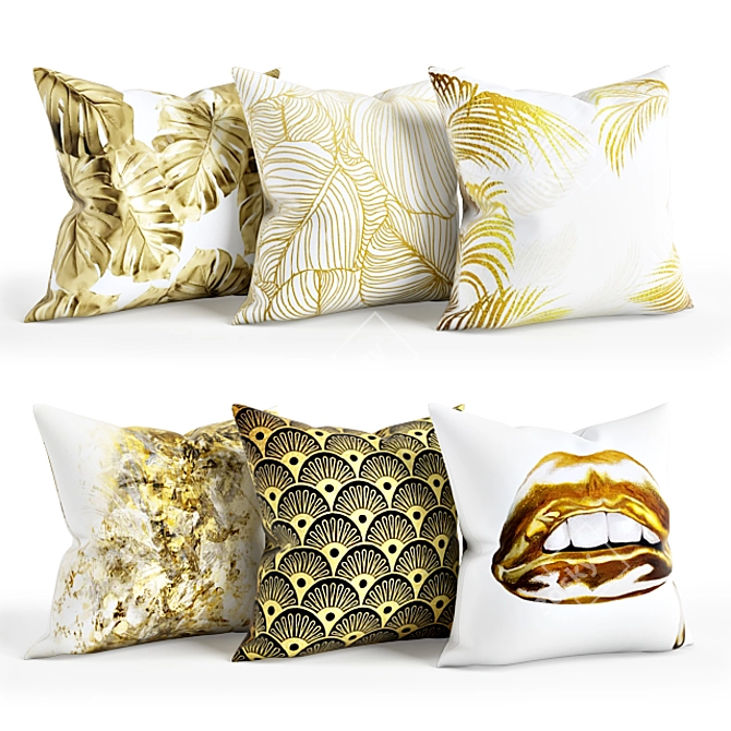 Luxurious Gold Pillow Set 3D model image 1