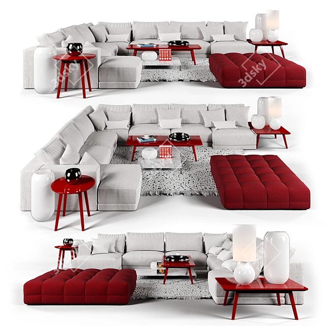 Hills Divano: Spacious Comfort and Elegance 3D model image 1