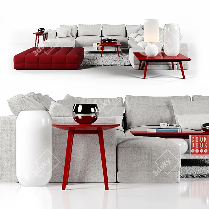 Hills Divano: Spacious Comfort and Elegance 3D model image 2