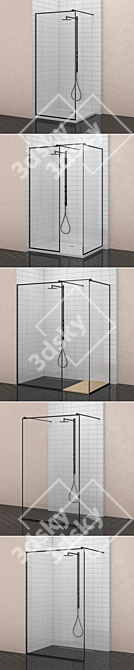 Modo New Black Frame Shower: Industrial Elegance 3D model image 2