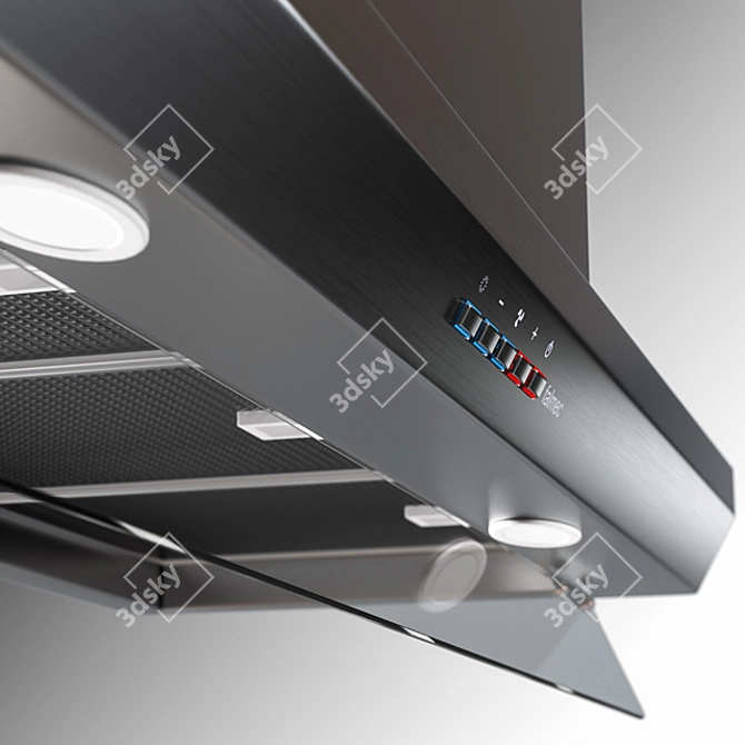 Sleek Virgola Hood: Tempered Glass, LED Lighting 3D model image 2