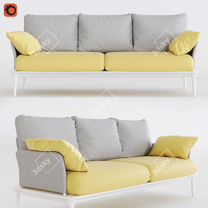 Reva Fabric Sofa: Stylish and Comfortable 3D model image 1