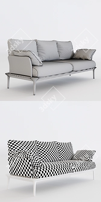 Reva Fabric Sofa: Stylish and Comfortable 3D model image 3