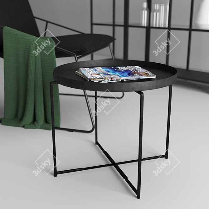 Ikea wire base chair & shelf set 3D model image 3