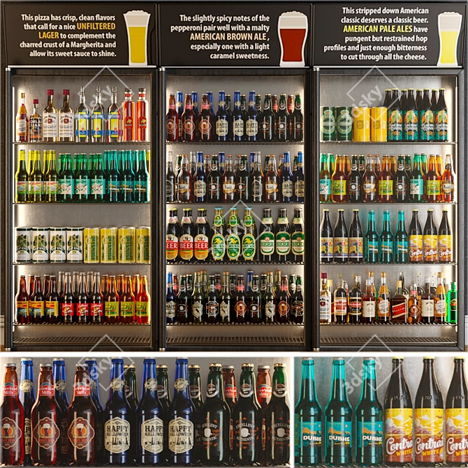 Title: Supermarket Alcohol Refrigerator: Beer, Cocktails, Tin Cans 3D model image 1