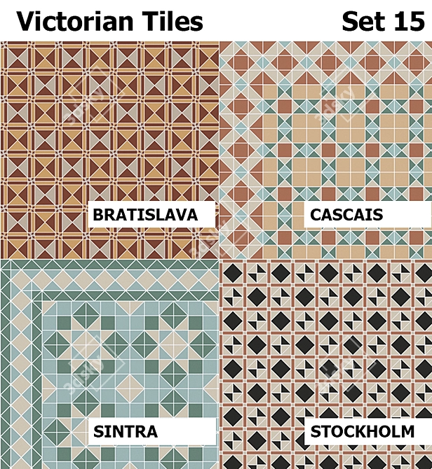 Victorian Tiles Set - Bratislava, Cascais, Sintra, Stockholm 3D model image 1