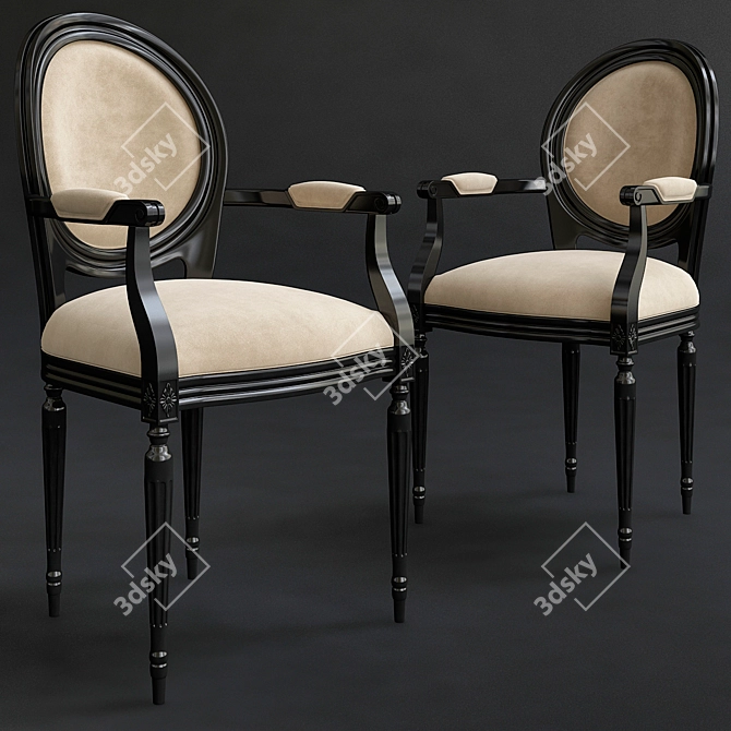 Elegant Round Back Dining Chairs 3D model image 1