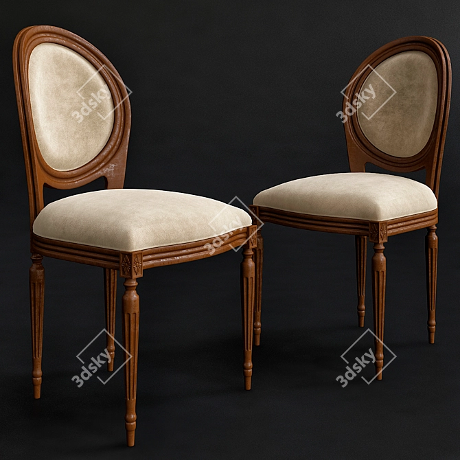 Elegant Restored Chair 3D model image 1