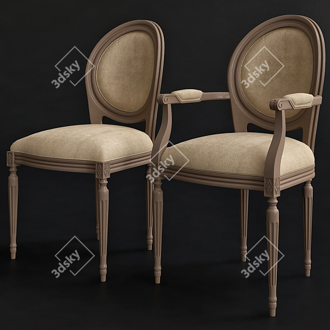 Elegant Medallion Louis XVI Chair 3D model image 1