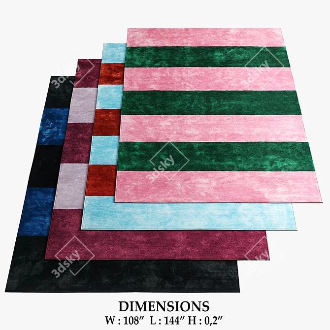 Pavilion Rugs: Pink, Blue, Purple, Black 3D model image 1