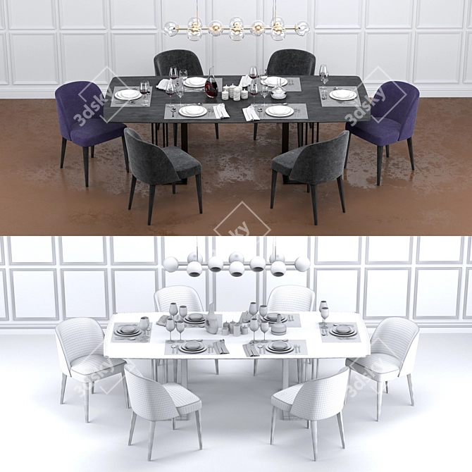 Minimalist Dining Set: Meridiani 3D model image 3