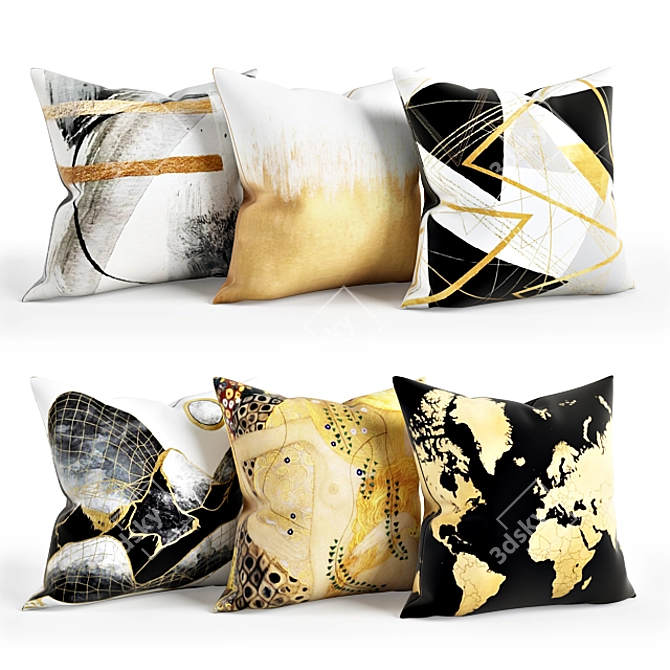 Golden Luxe Pillow Set 3D model image 1