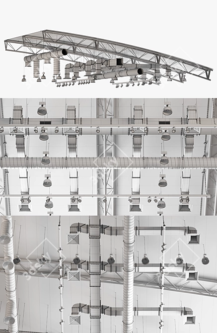 3D Ceiling Ventilation Model - V-Ray/Corona Compatible 3D model image 3