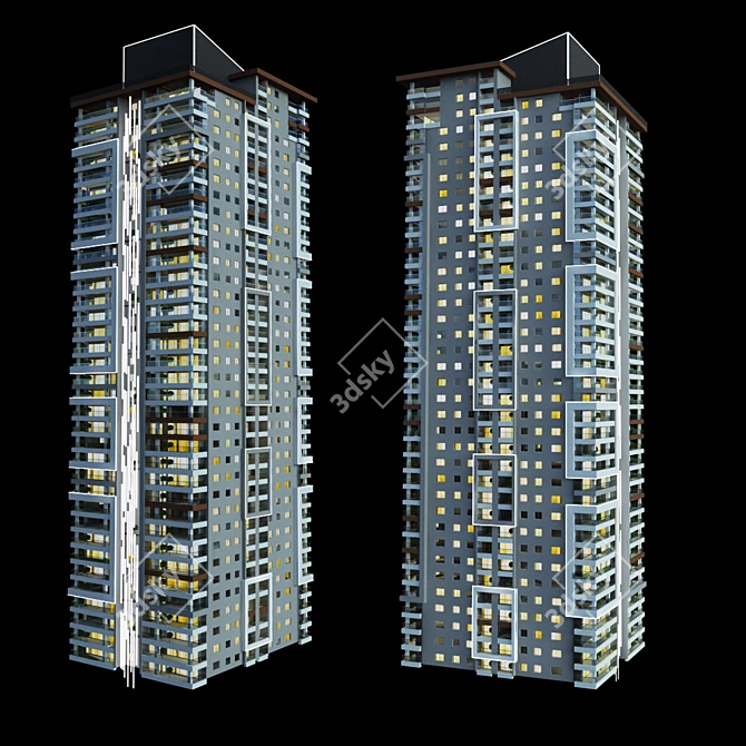 Contemporary Highrise Residence: 3dsmax 2015 + Vray 3D model image 1