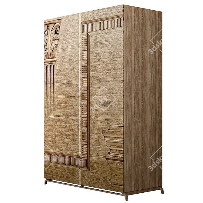 Rustic Wood Wardrobe: Elegant and Functional 3D model image 1