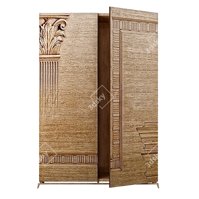 Rustic Wood Wardrobe: Elegant and Functional 3D model image 2