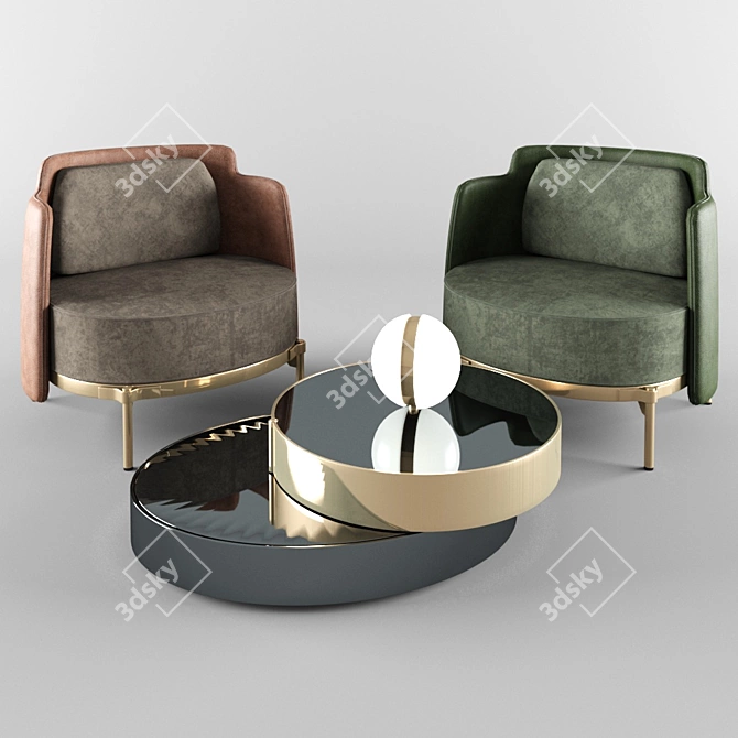 Elegant Minotti Tape Armchair 3D model image 1