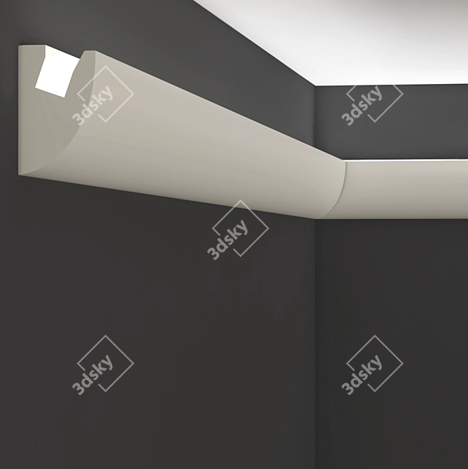 Elegant Gypsum Cornice 3D model image 2