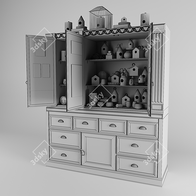 Elegant Wall Shelf Decor 3D model image 3