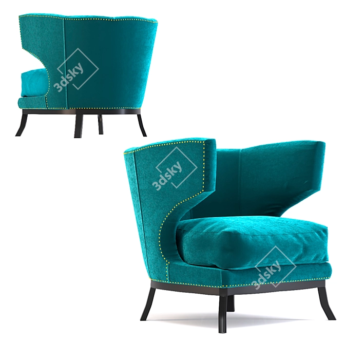 Elegant Art Deco Armchair 3D model image 1