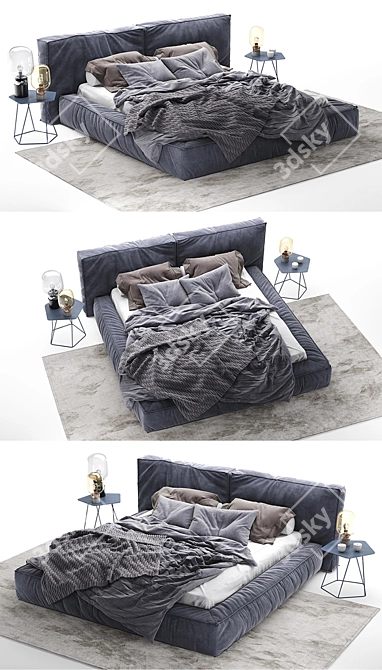 Cozy and Luxurious Bonaldo Fluff Bed 3D model image 2