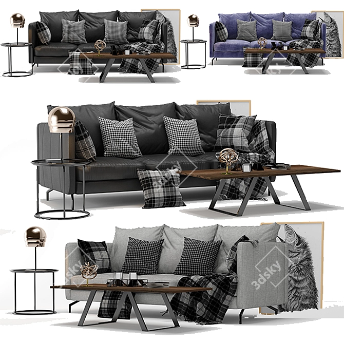 Elegant Osaka Sofa by BoConcept 3D model image 2