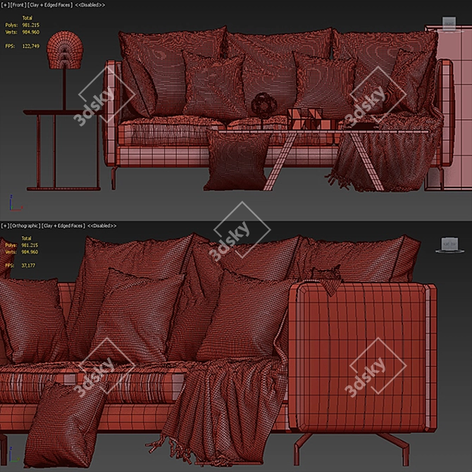 Elegant Osaka Sofa by BoConcept 3D model image 3