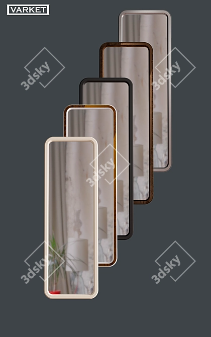 Elegant Rectangular City Mirror 3D model image 2