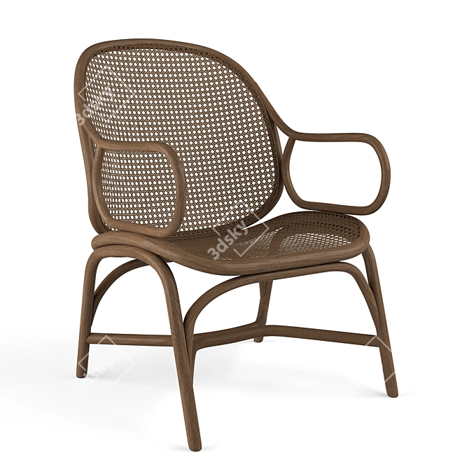 Wicker Low Back Armchair 3D model image 1