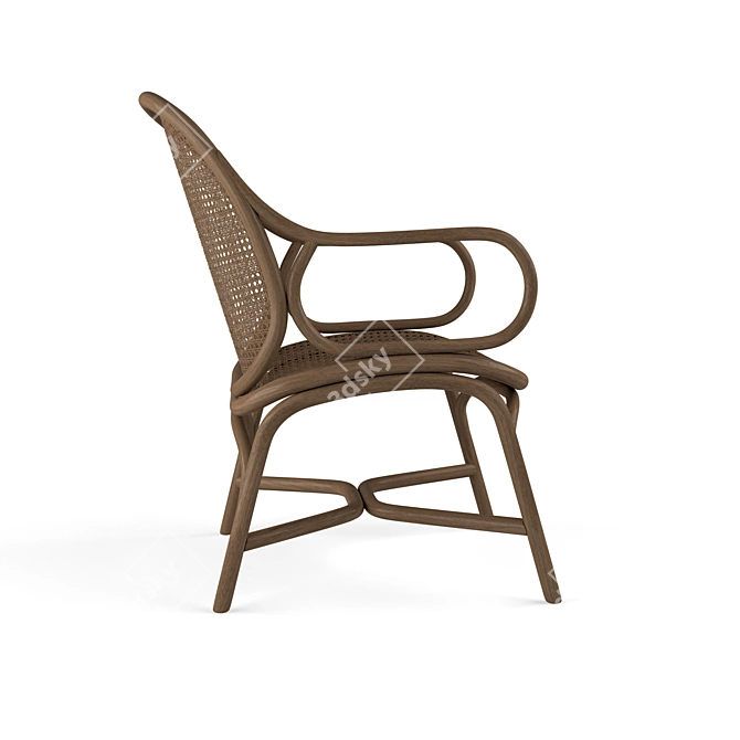 Wicker Low Back Armchair 3D model image 2